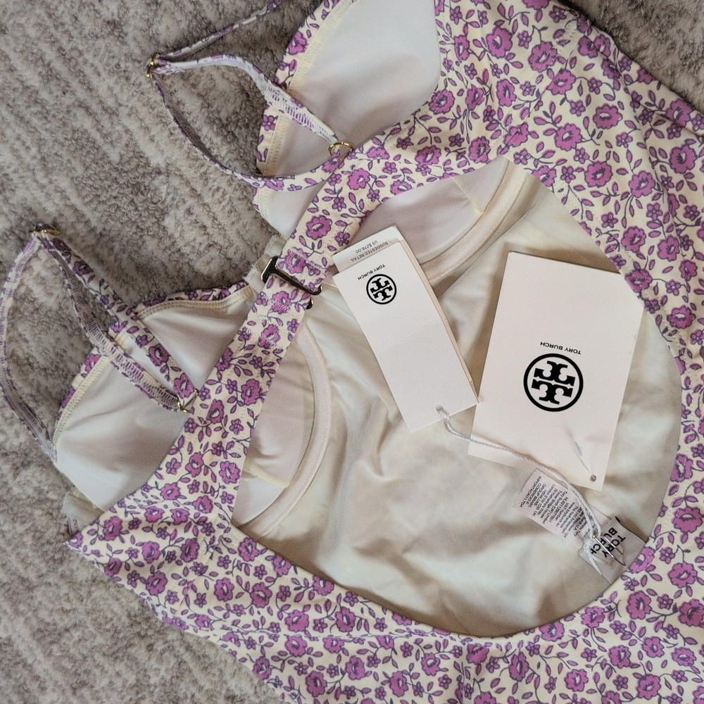 Tory Burch Purple Floral One Piece Swimsuit - Picture 4 of 11